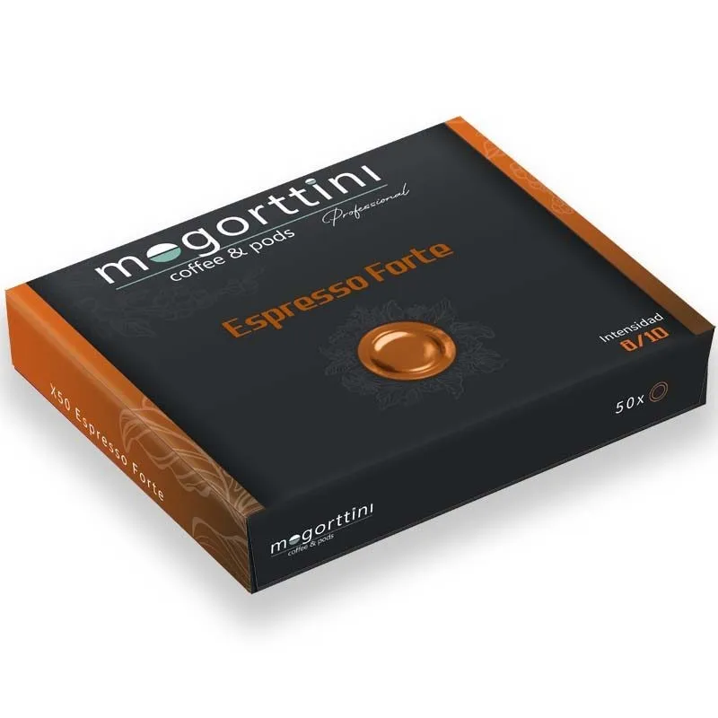 Espresso Forte Mogorttini, compatible with professional Nespresso 50 capsules.