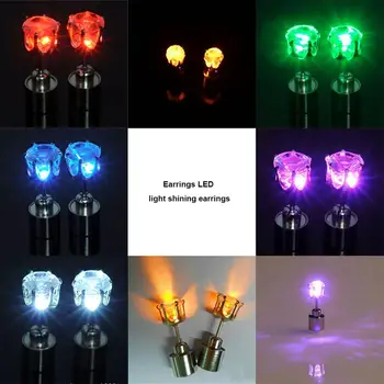 

1Pc Light Up LED Ear Stud Earrings Korean of Flash Zircon Ear Fashion Unique Design For Party/KTV Girl