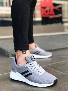 

BA0128 Laced Summer Gray Male Linen Sports Shoes 432125476