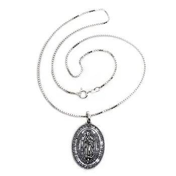 

Pendant 925 Sterling silver m Virgin Guadalupe Za 29mm. Oval chain 50cm. Venetian closure reasa-RECORDING INCLUDED