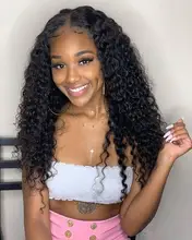 Pelo humano brasileño de 32, 34, 36 y 38 pulgadas, mechones de pelo rizado profundo, Hoho, 100%, pelo humano Natural, doble mechones, 1, 3, 4 mechones, cabello Remy grueso