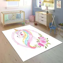 Else белый пол на цветных единорогов лошадей 3d принт нескользящие микрофибры для детской комнаты Декоративные области ковер детский коврик