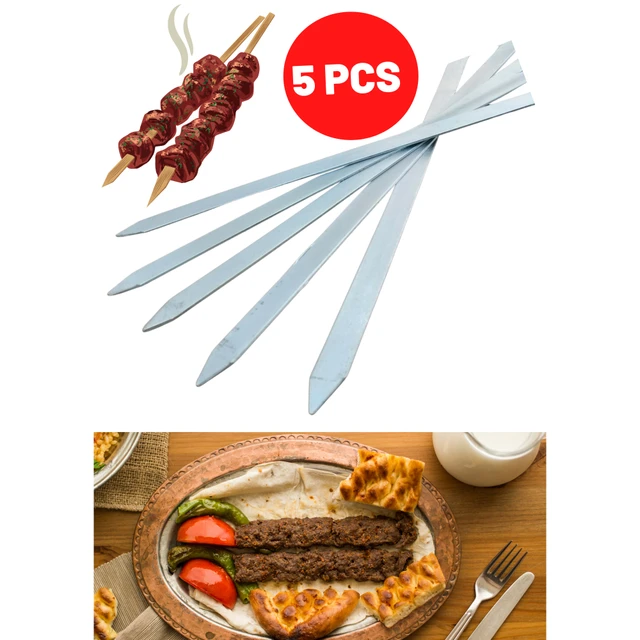 Adana Kebab Doner Hús Darált Vas Horganyzott Nyárs 50 Cm -Es Konyhai Grill Shish Minőségi Termék Részleges - Image 2
