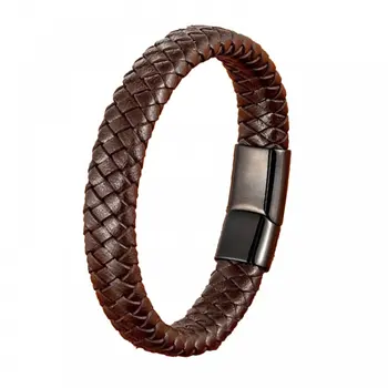 

Angemiel Leather Brown Lattice Model Male Bracelet