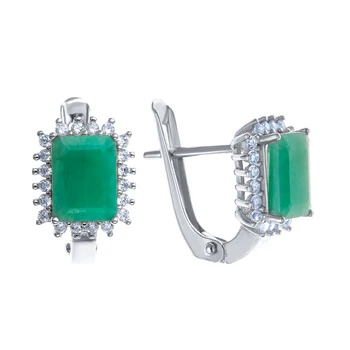 

Earrings made of silver with emerald Nat. (O) and cubic zirconia