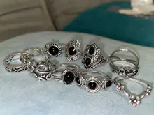 Tocona 11 unids/set antiguo Vintage de Color plata de diamantes de imitación anillo de conjunto para las mujeres geométrico nudillo conjunto de Anillos Midi Anillos 10057