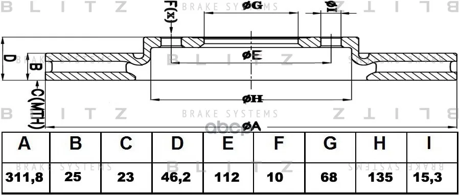 Диск Тормозной Audi A4/A6 97-/Vw Passat 96-/Skoda Superb 02- Blitz арт. BS0173
