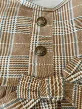 Ropa de verano para perros, traje khaki fresco a cuadros con lazo, camisas con botones a presión, vestidos de decoración