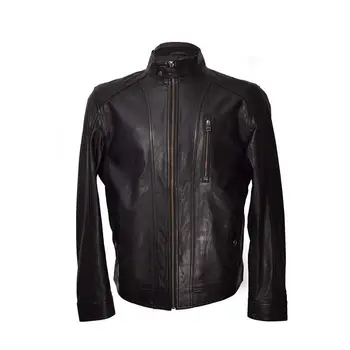 

Zerimar natural leather jacket for men casual style black color