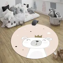 Розовый, белый, звездный, принцесса, медведь, нордек, 3d Рисунок, Нескользящие, с задней стороны, круглые ковры для детской комнаты
