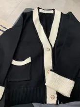 Cárdigans de punto Vintage para mujer, suéteres de manga larga con cuello en V, blusas ajustadas coreanas para oficina, cárdigans 2019