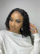 Cynosure-pelucas de cabello humano con encaje frontal para mujeres negras, Remy, rizado, brasileño, prearrancado, cierre de encaje, 13x4/13x6