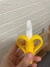 Mordedor de bebé seguro sin BPA, anillo de dentición de plátano, de silicona, para masticar, cuidado Dental, cepillo de dientes, cuentas de regalo para lactantes