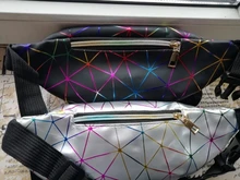 Geestock-riñonera holográfica con purpurina para mujer, bolsa impermeable con cinturón geométrico, a la moda, con láser, para teléfono