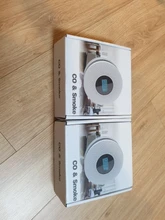 ANPWOO 2 en 1 pantalla LCD de monóxido de carbono y de humo Detector de Combo de la batería operado de alarma de CO con LED luz intermitente de sonido de advertencia