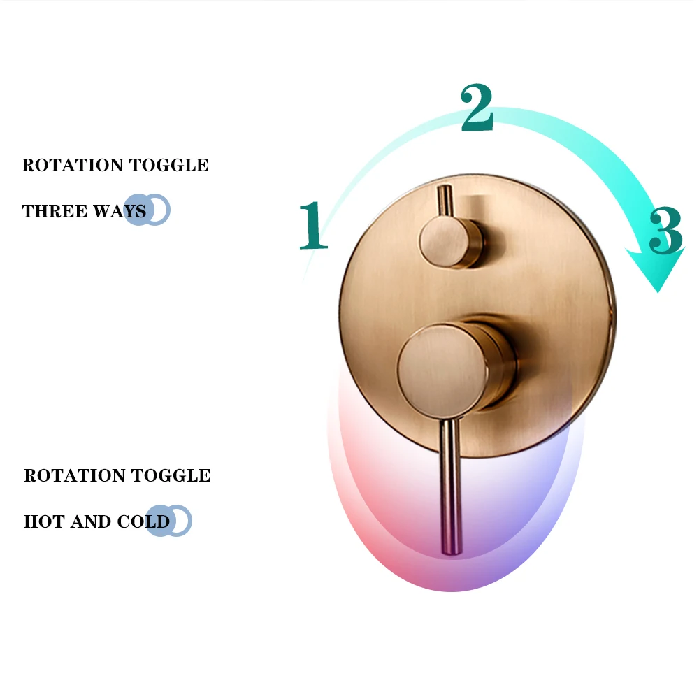 Shower Set Bathroom Shower Faucet Brushed Rose Gold Smesiteli Brass 3 Way Diverter Valve Kit Hot & Cold Mixer Tap Tub Spout Hand Spray
