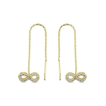 

Angemiel 925 Sterling Silver Eternity Japanese Earrings-Gold Plated