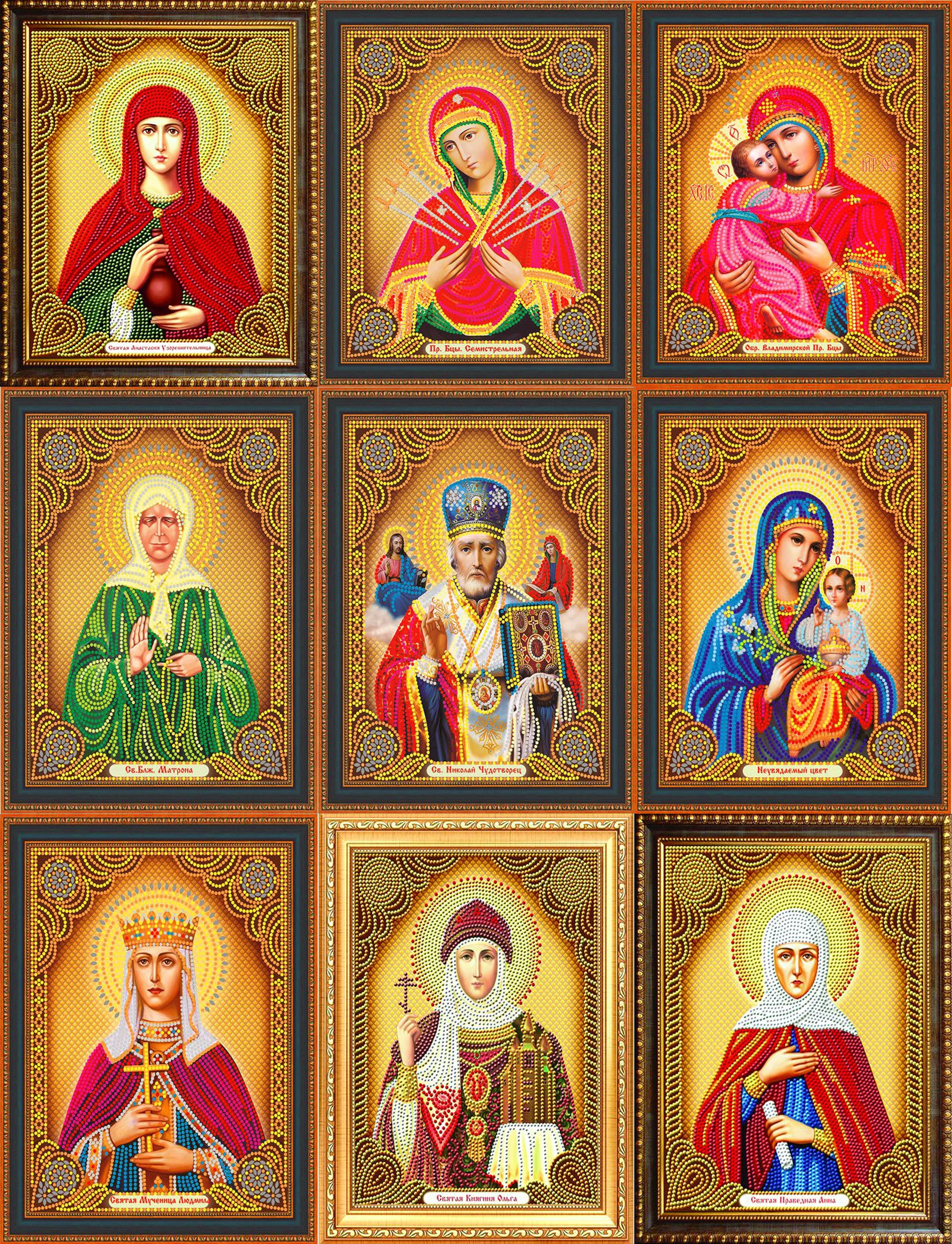 Алмазная мозаика на подрамнике. Иконы. Святой Николай Чудотворец Матрона