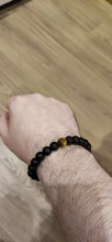 Ónix negro Natural con ojo de tigre piedra perlas pulsera de la joyería de los hombres 12 constelación de Leo los amantes pulsera Energy Balance