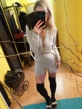 Conjunto de ropa informal para mujer, mono liso de manga larga con cremallera, monos, pantalones cortos, trajes de señora