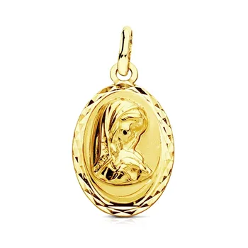

Medal 9k gold Virgin Girl 19mm. Oval fence carved center smooth-Customizable-RECORDING INCLUDED IN THE PRICE