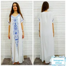 Tunic Women Beachwear Long-Dress Embroidery Batwing-Sleeve Oversize Black Plus-Size Summer