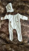 Nuevo bebé recién nacido bebé niñas colores sólidos de fotografía ropa de utilería Pelele con pies botón mono sombrero 2 uds conjunto