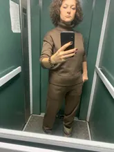 Suit Pant Knitted MVGIRLRU Sweater Winter Womens Warm Wool Soft Pullover