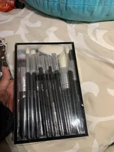 Conjunto de negras brochas maquillaje BEILI, brochas profesionales de pelo Natural de cabra, brochas para base de maquillaje en polvo, brochas para mezclar ojos y maquillaje