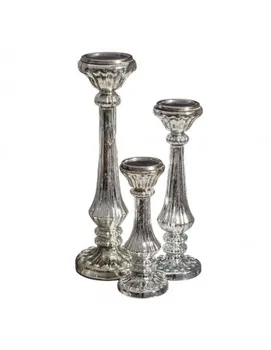 

CANDLE HOLDER SILVER CRYSTAL DECORATION 16X16X53 CM