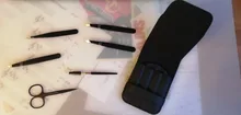 Juego de pinzas profesionales de acero inoxidable para cejas, 6 piezas, herramienta inclinada para el cabello, Clip para ceja, pegatinas con estuche, juego de herramientas de maquillaje