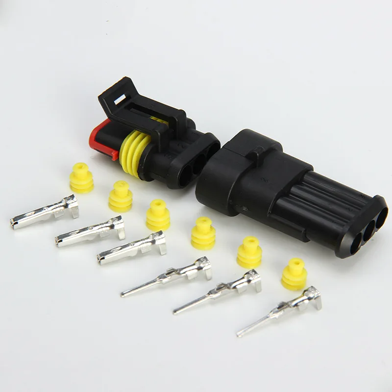 5 Pairs 3 Pin Super Seal Waterproof Connector Plug Terminals Way