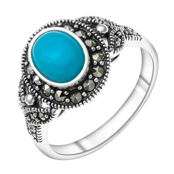 

Silver ring with marcasite and turquoise