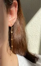 BOAKO-Pendientes de cadena con borlas para mujer, aretes colgantes de estrella, Pendientes para Piercing de plata 925 Kolczyki #9,2