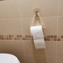 Soporte de almacenamiento de papel higiénico para cocina y baño, estante de almacenamiento con ventosa, montado en la pared, movible, cuerda colgante Vintage