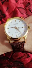 OLEVS-Reloj clásico de cuarzo para hombre, resistente al agua, correa de cuero, informal, Popular, de negocios
