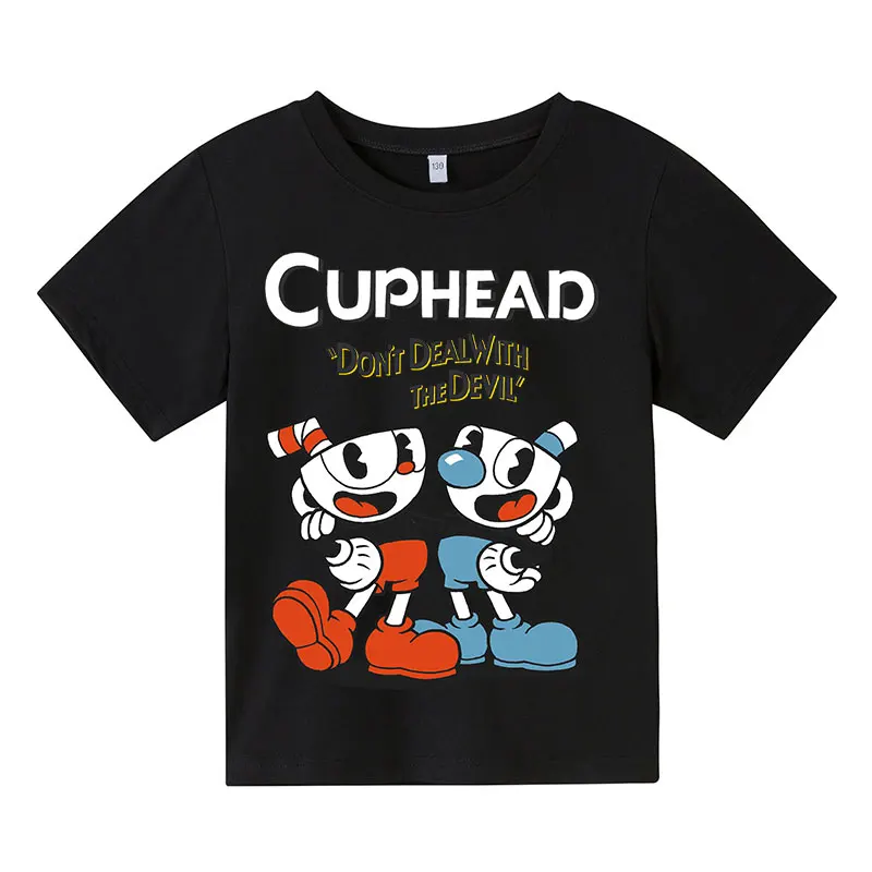 t-shirt for kid girl	 2022 Summer T-Shirt Girls boys cute cuphead Cartoon Print kids Clothes Fashion Harajuku Children'S Clothing T Shirt t shirt green child	 Tops & Tees