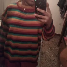 Suéteres coreanos Harajuku para mujer, suéter holgado a rayas con sabor a Hong Kong, ropa japonesa Kawaii Ulzzang