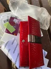 HH-billeteras de piel auténtica de lujo para mujer, bolso de cocodrilo de charol, bolso de mano de diseño femenino, monedero largo multifuncional, tarjetero