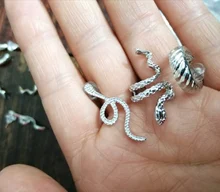 3PC latón serpiente pendiente Clips sin Piercing Punk Clip no perforado pendientes puños de oído para los hombres y las mujeres negro falso Piercing joyería