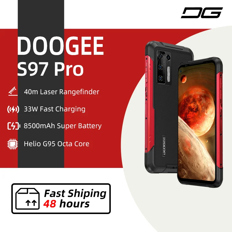 Смартфон DOOGEE S97 Pro защищенный 8500 мАч 40 м 48 МП 8 ядер + 128 ГБ NFC | Мобильные телефоны и