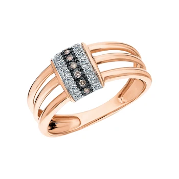 

Gold ring with cognac diamonds and diamonds sunlight sample 585
