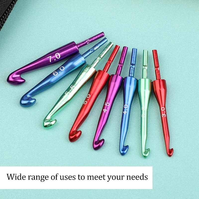 Crochet Hooks Adjustable Heads 1 Knitting Handle With 8