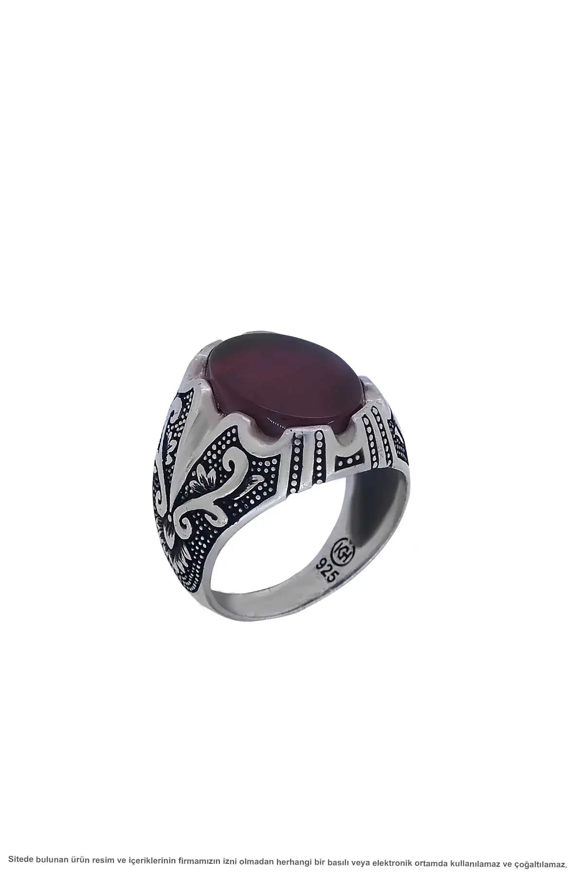 

Agate Stone Motif Silver Men 'S Ring
