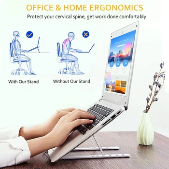 

Laptop Stand Adjustable Aluminum Vented Laptop Holder, Ergonomic Lightweight Cooler for MacBook, Dell, Lenovo, Tablets up to 16"