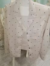 Casual Women Blouse Tops Collar Long-Sleeve Office-Work Printed Polka-Dot Fashion Ladies