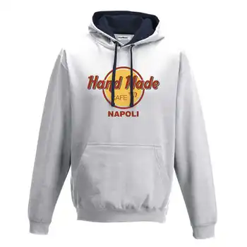 

Hood Sweatshirt Bico Logo Funny Spoof Hand Made Cafe Napoli Mocha S white-navy
