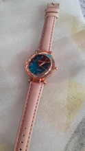 Reloj de pulsera informal de cuero para mujer, de cuarzo, con cielo estrellado, femenino