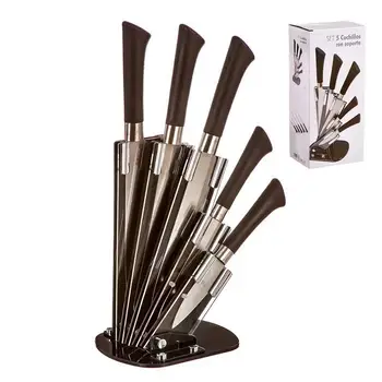 

Kitchen knives (set 5) with stand Material resistant 12.3x15.4x23.5. Ergonomic handle and comfortable easy to handle. Black