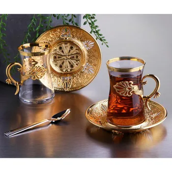 

Gold Color Safa Tea Cups Set For 6 Person